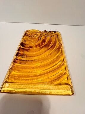 John Gilvey Amber Art Glass Sushi Dish 9”-6”-2.5” Very Rare